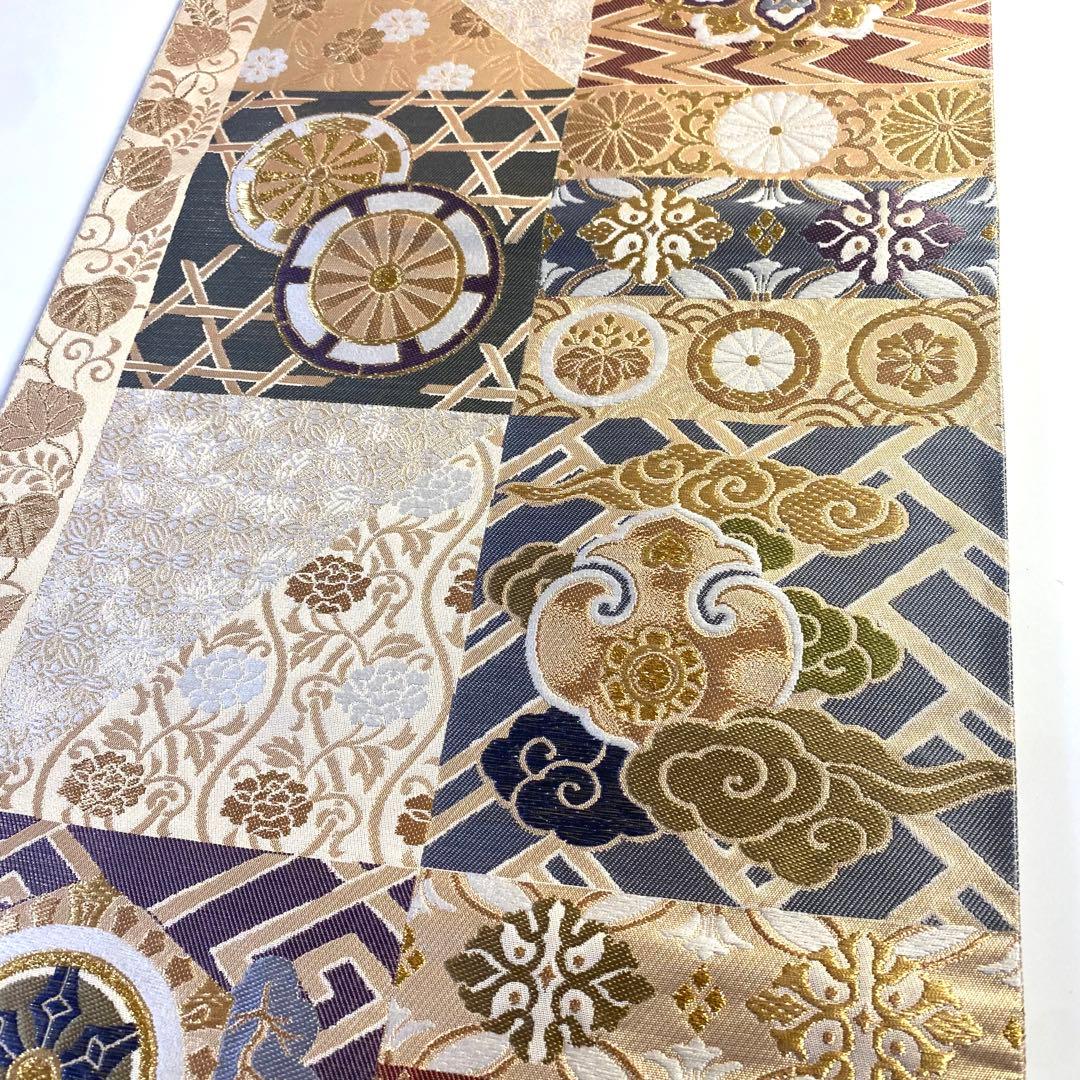 5k515 袋帯　絹　西陣織　聚楽　唐織　正倉院文様　華文　花柄　和装　着物
