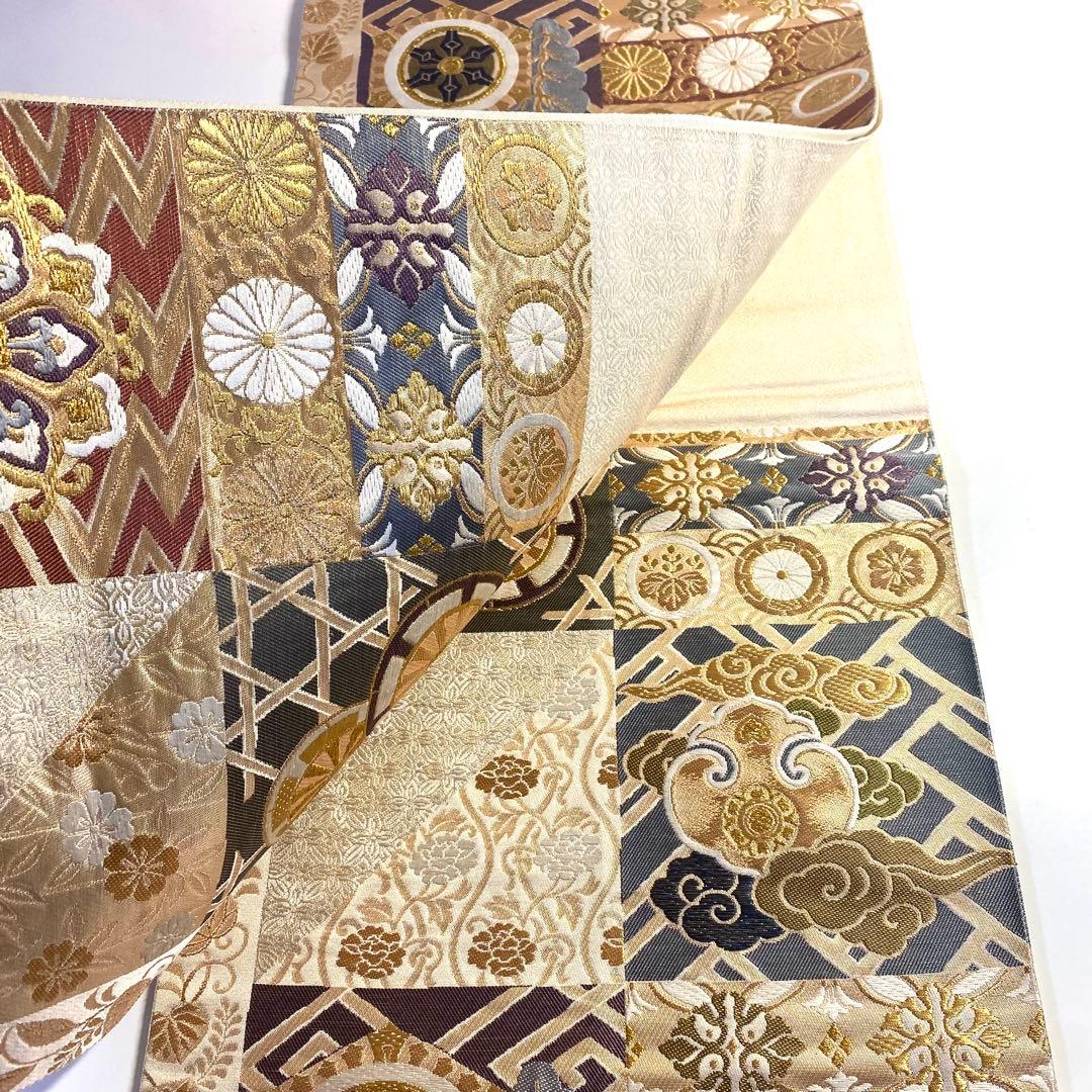5k515 袋帯　絹　西陣織　聚楽　唐織　正倉院文様　華文　花柄　和装　着物