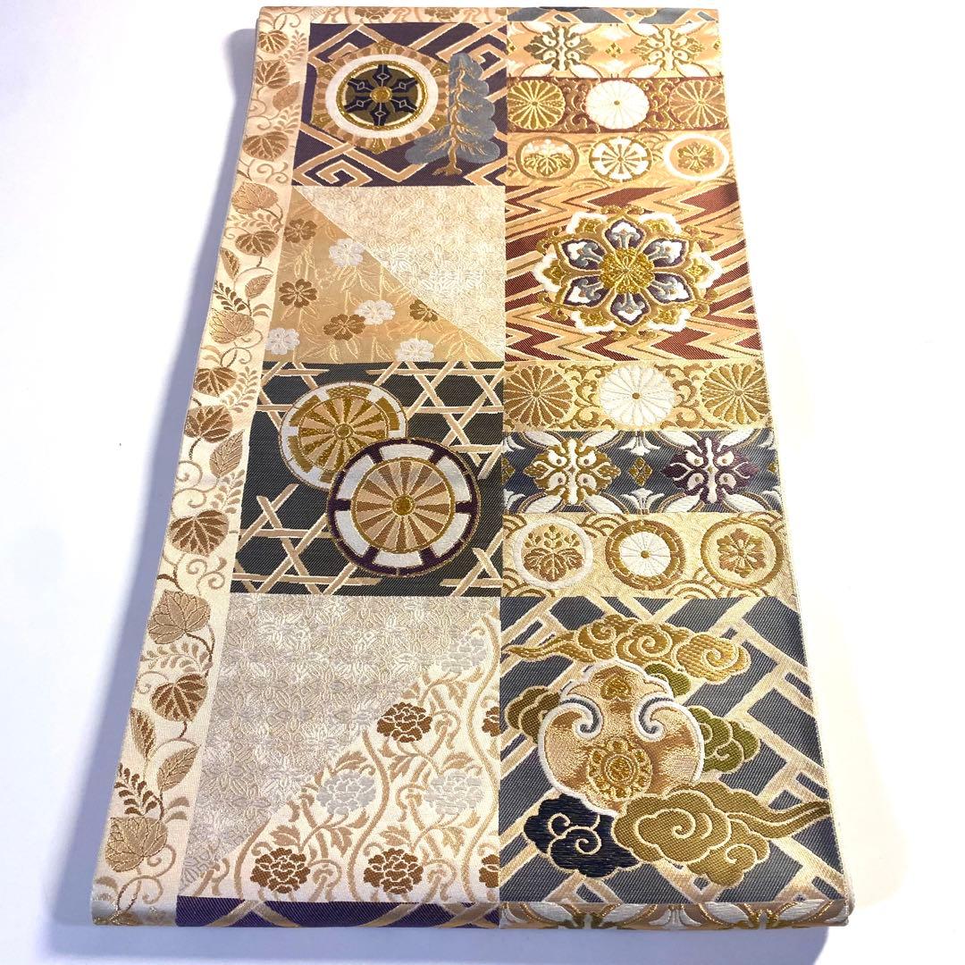 5k515 袋帯　絹　西陣織　聚楽　唐織　正倉院文様　華文　花柄　和装　着物