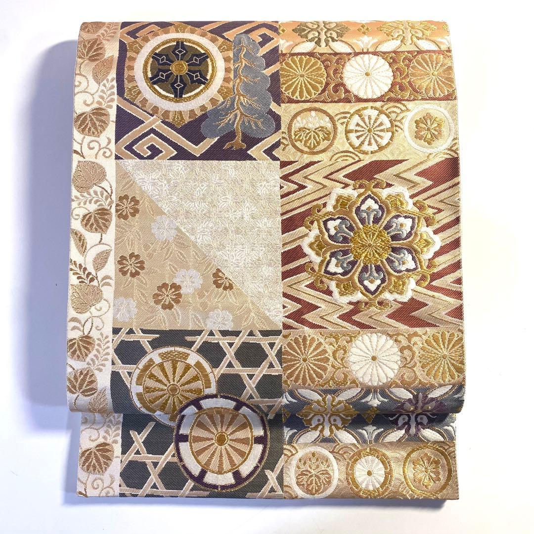 5k515 袋帯　絹　西陣織　聚楽　唐織　正倉院文様　華文　花柄　和装　着物