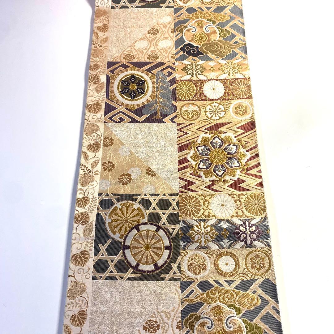 5k515 袋帯　絹　西陣織　聚楽　唐織　正倉院文様　華文　花柄　和装　着物