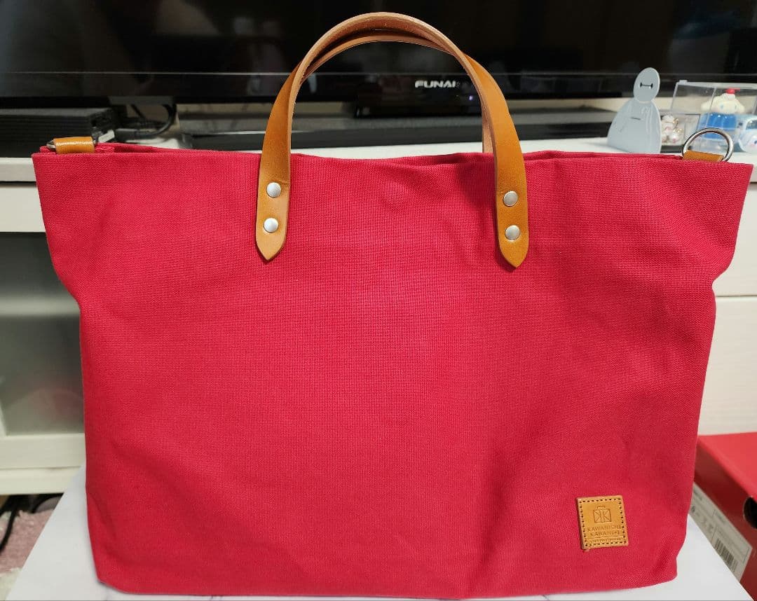 カワニシカバン【ミコM】レッドトートバッグ
