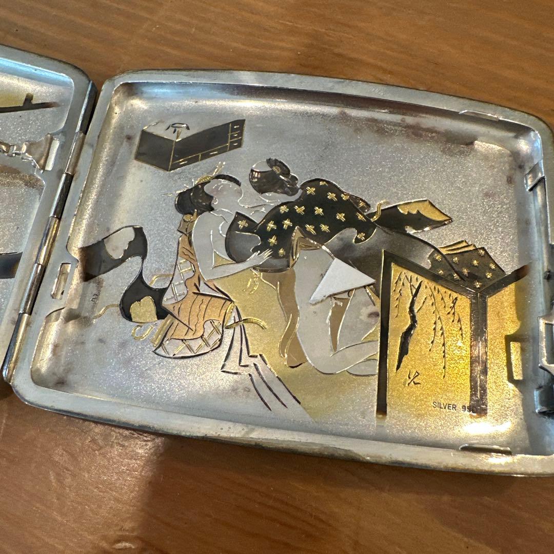 silver 950刻印　煙草入れ　シガレットケース　骨董古美術 光夫刀　春画