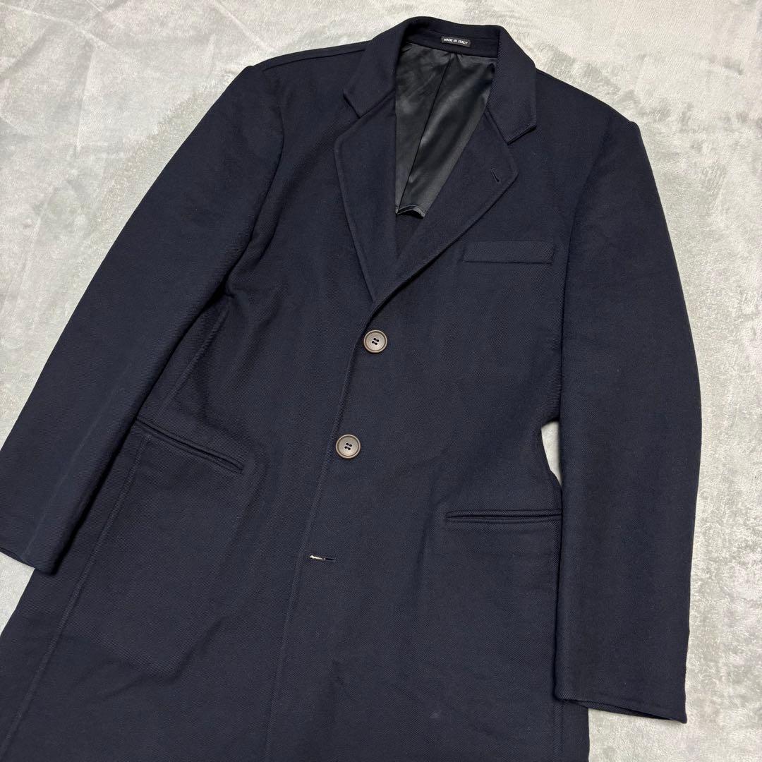 カシミヤ✨ジョルジオアルマーニ チェスターコート XL位 ネイビー ロング