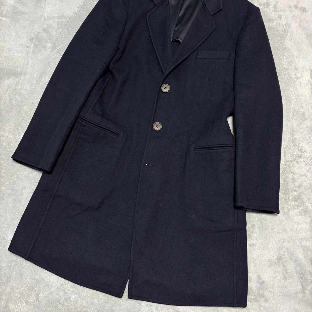 カシミヤ✨ジョルジオアルマーニ チェスターコート XL位 ネイビー ロング