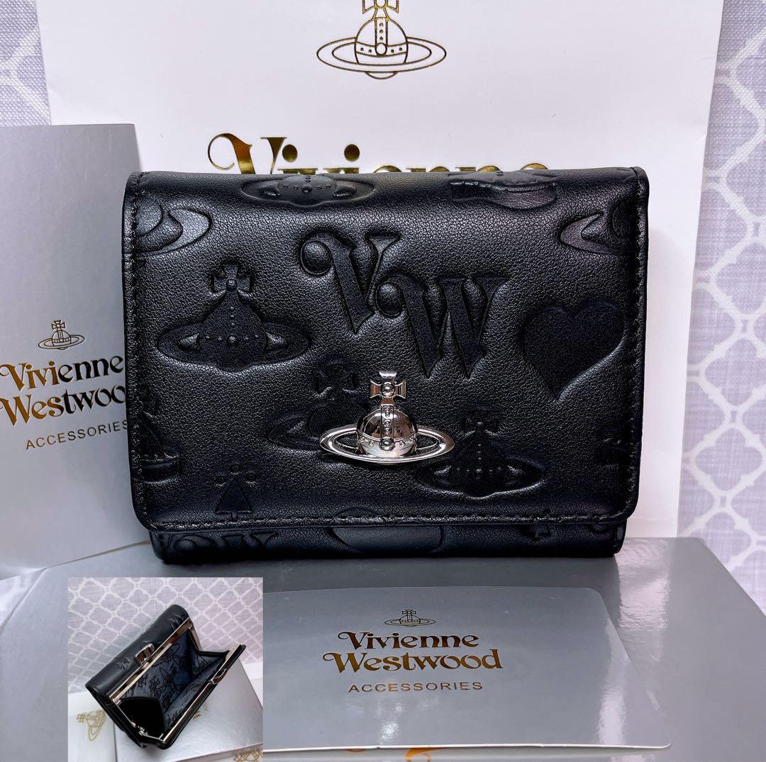 【新作✩内柄も素敵】Vivienne Westwood 三折財布 黒マット