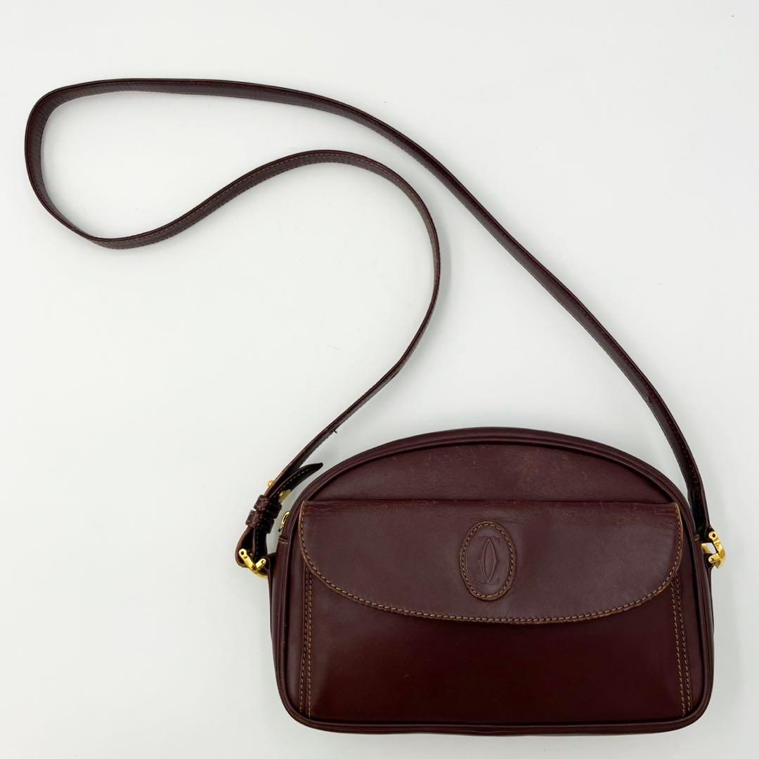 Cartier カルティエ マストライン レザーショルダーバッグ ゴールド金具