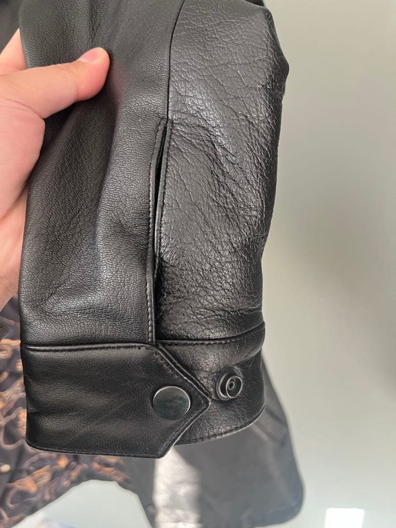 Stussy ブラック レザー ジャケット L