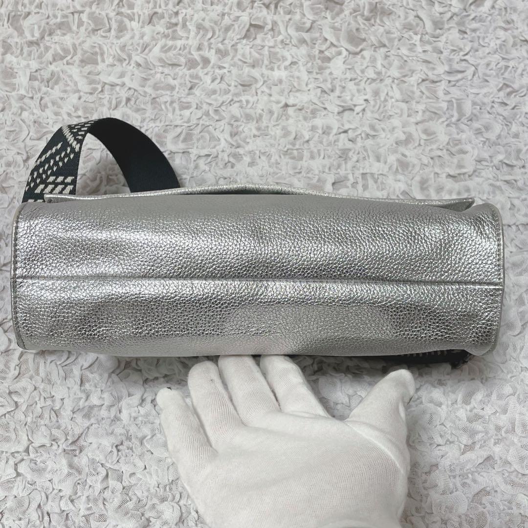 希少✨ear PAPILLONNER ワイドテープショルダーバッグ　シルバー　柄