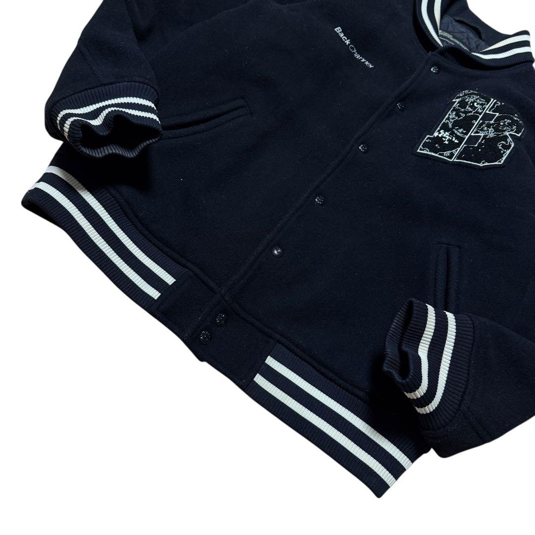 バックチャンネル 中綿入り スタジャン ウール ロゴ刺繍 ワッペン 黒 XL