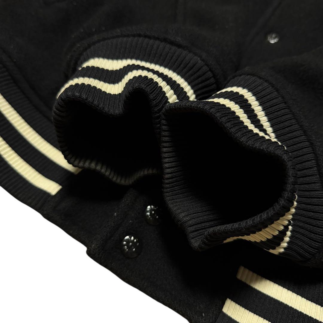 バックチャンネル 中綿入り スタジャン ウール ロゴ刺繍 ワッペン 黒 XL