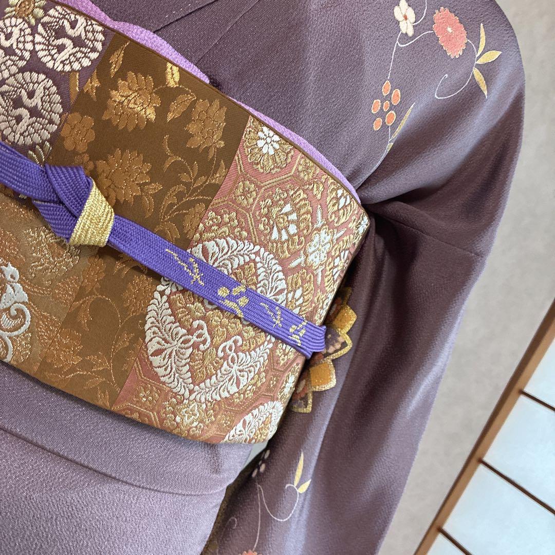 訪問着　フルセット　着物　正絹　ロング丈　しつけ付き　友禅　裄丈66 縮緬G7