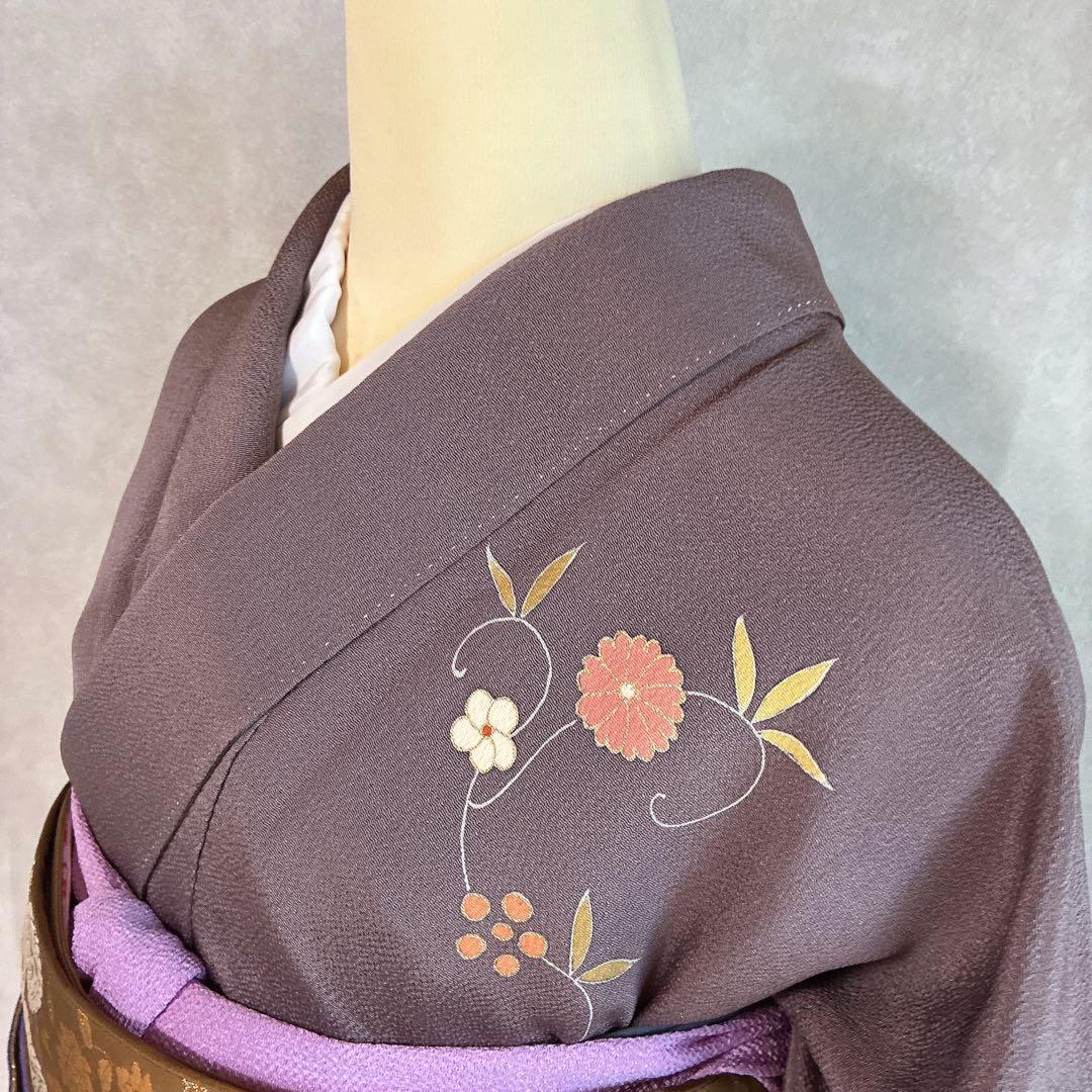 訪問着　フルセット　着物　正絹　ロング丈　しつけ付き　友禅　裄丈66 縮緬G7