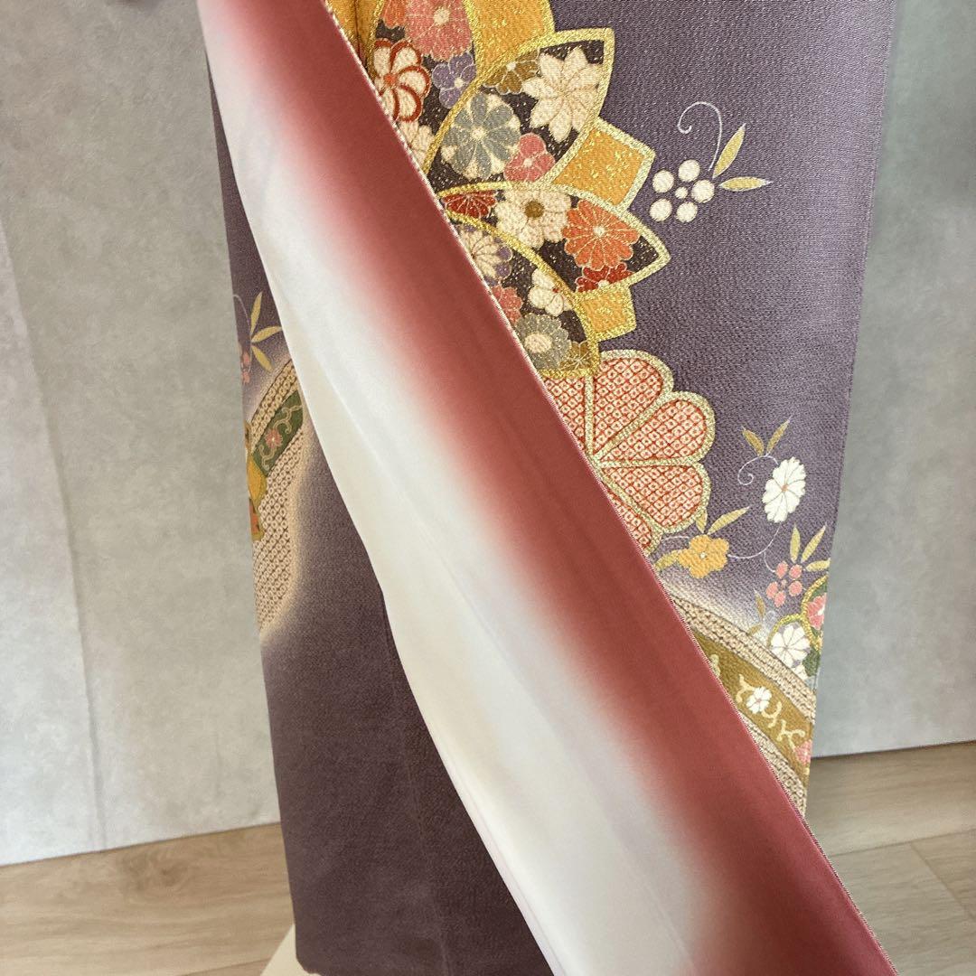 訪問着　フルセット　着物　正絹　ロング丈　しつけ付き　友禅　裄丈66 縮緬G7