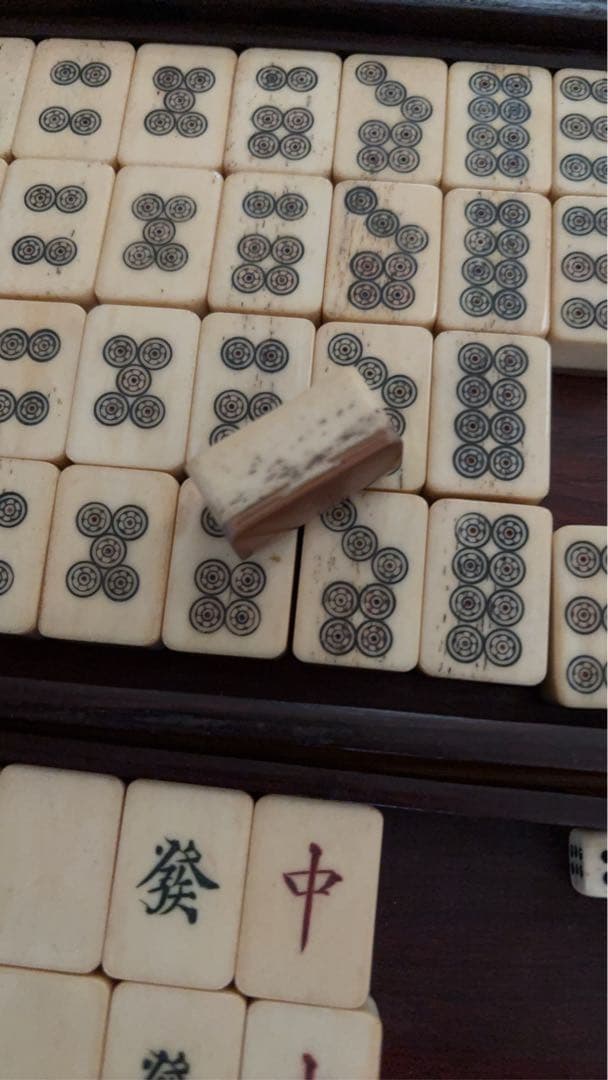 木箱入り麻雀セット　長楽　アンティーク