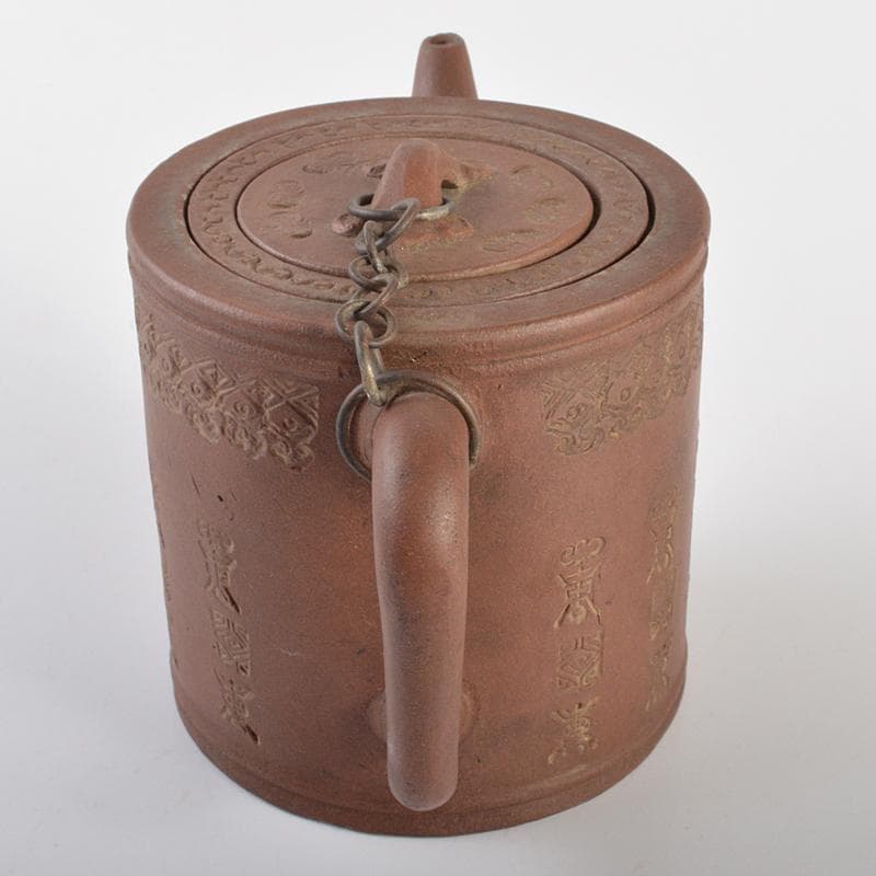 中国　宣興名壷銘　紫砂　朱泥　急須　茶壷　茶こし付　M　R6618