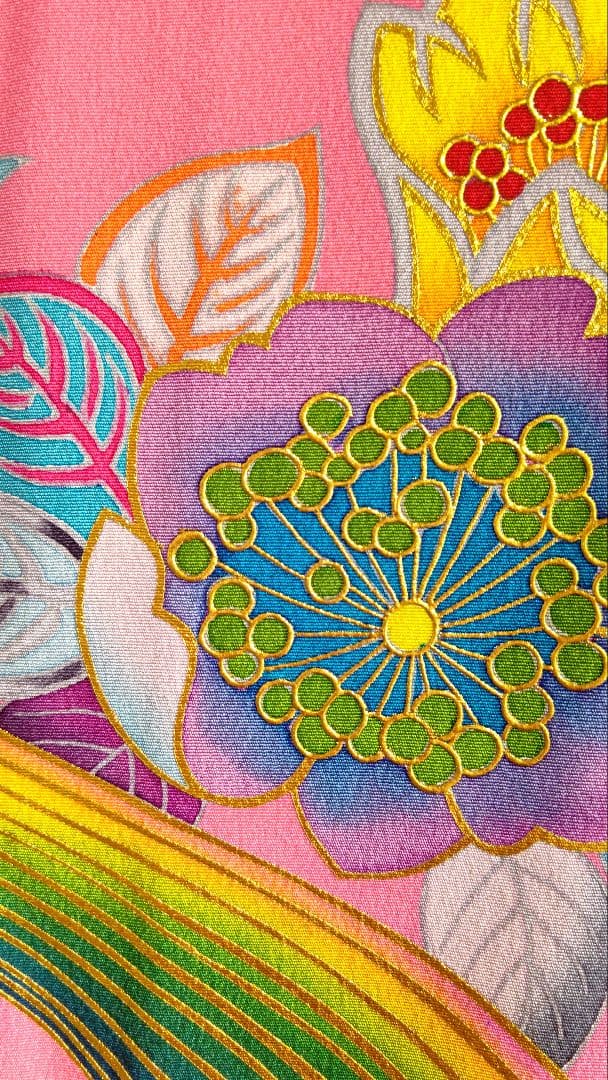 お引きずり お引き摺り 引き振袖 作家物 流水尾長鳥花文 金彩 逸品