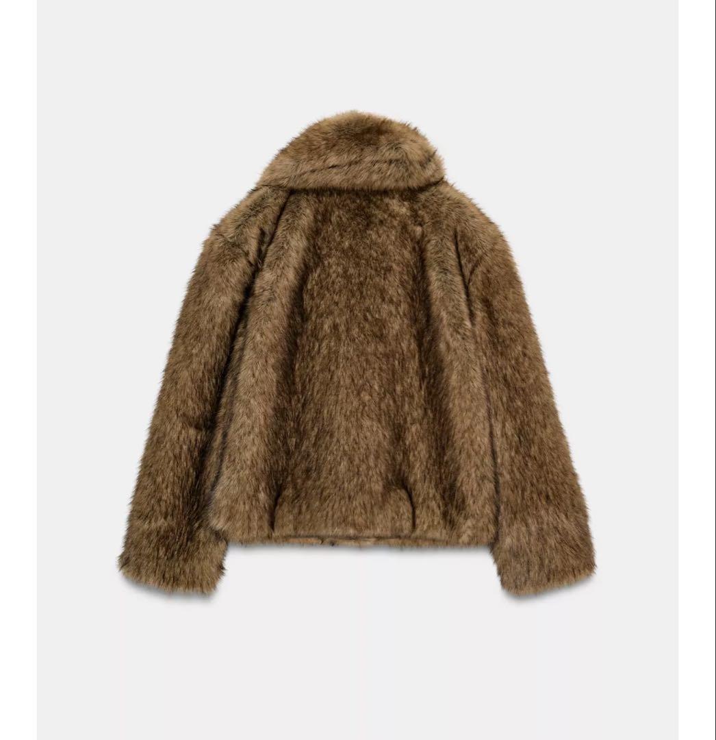 タグ付き新品★ZARAのショートフェイクファーコート★Sサイズ★ブラウン色★完売
