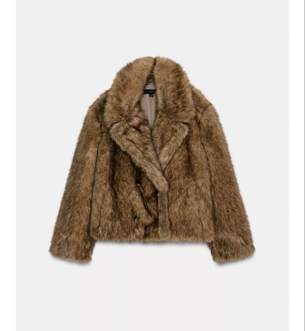 タグ付き新品★ZARAのショートフェイクファーコート★Sサイズ★ブラウン色★完売