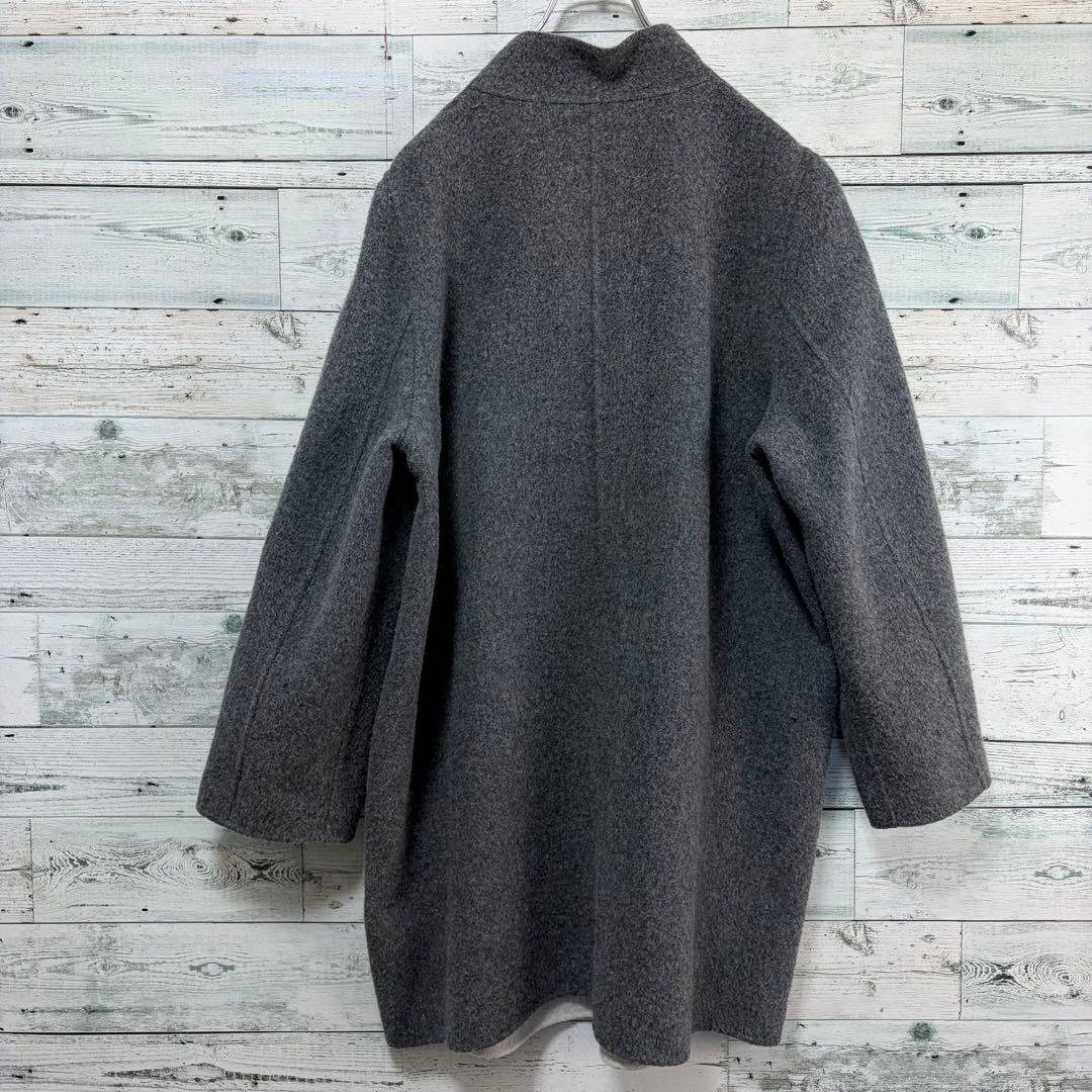 ☆大きいサイズ・4L☆レリアン　ウールコットンコート　ほぼ未使用　グレー