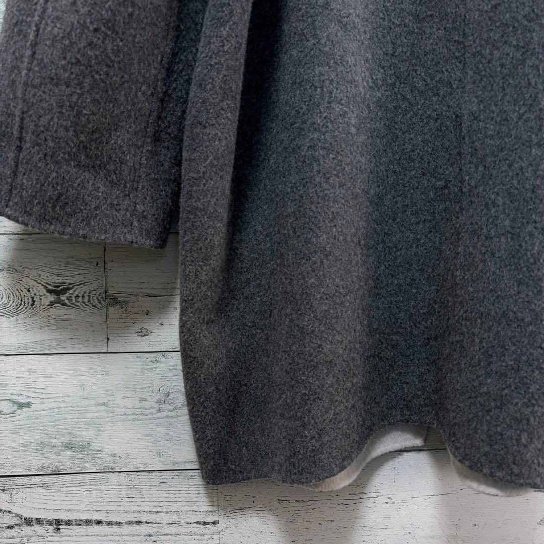 ☆大きいサイズ・4L☆レリアン　ウールコットンコート　ほぼ未使用　グレー