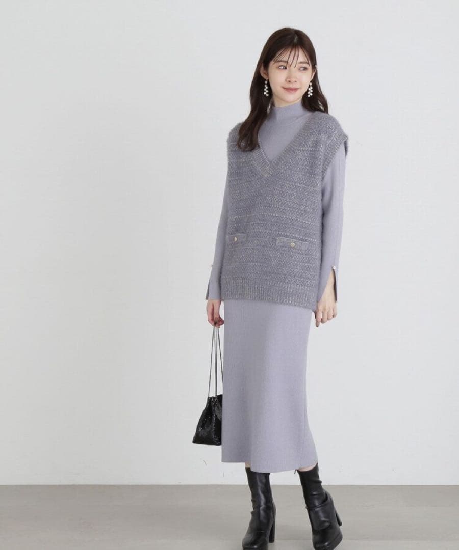 プロポーション　ツイードニットベストセットアップ①