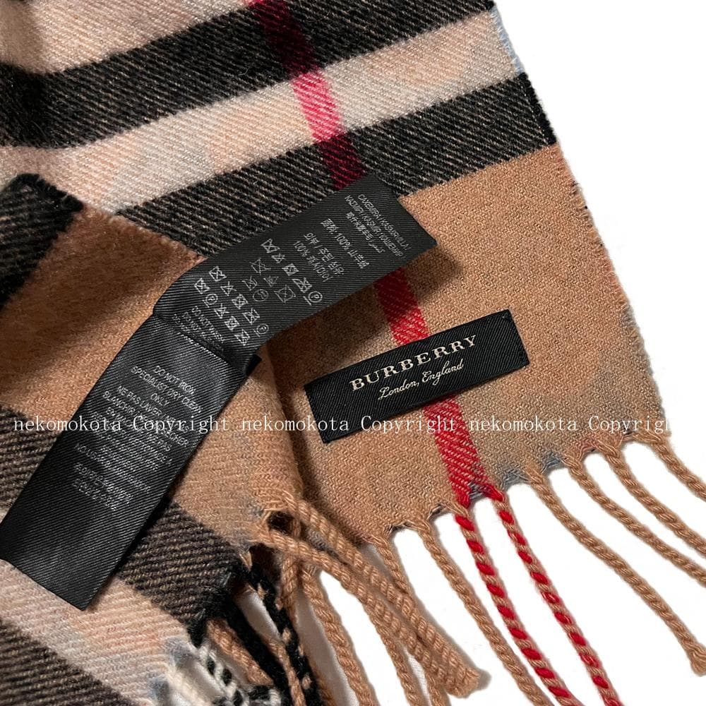美品 バーバリー リバーシブル カシミヤ チェック マフラー BURBERRY