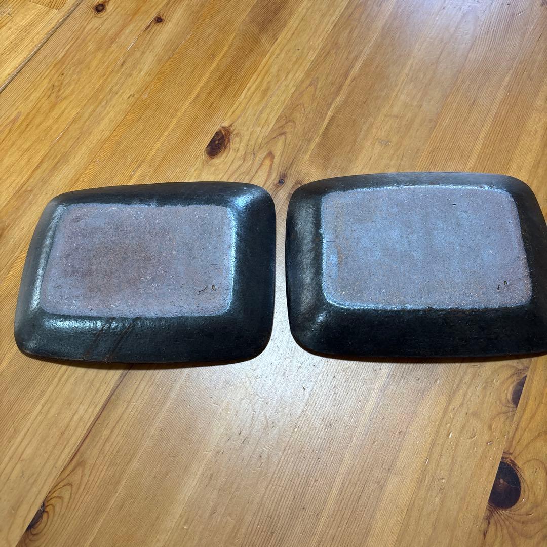 ❤️ウインターセール❤️新品　城進　⭐︎鉄絵　陶器　長方形　中皿　2枚