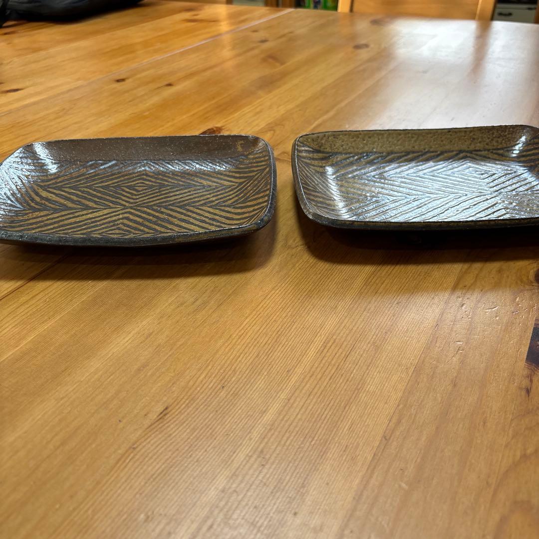 ❤️ウインターセール❤️新品　城進　⭐︎鉄絵　陶器　長方形　中皿　2枚