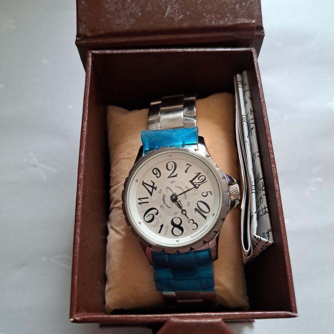 自動巻き時計 ホワイト文字盤 シルバーバンド