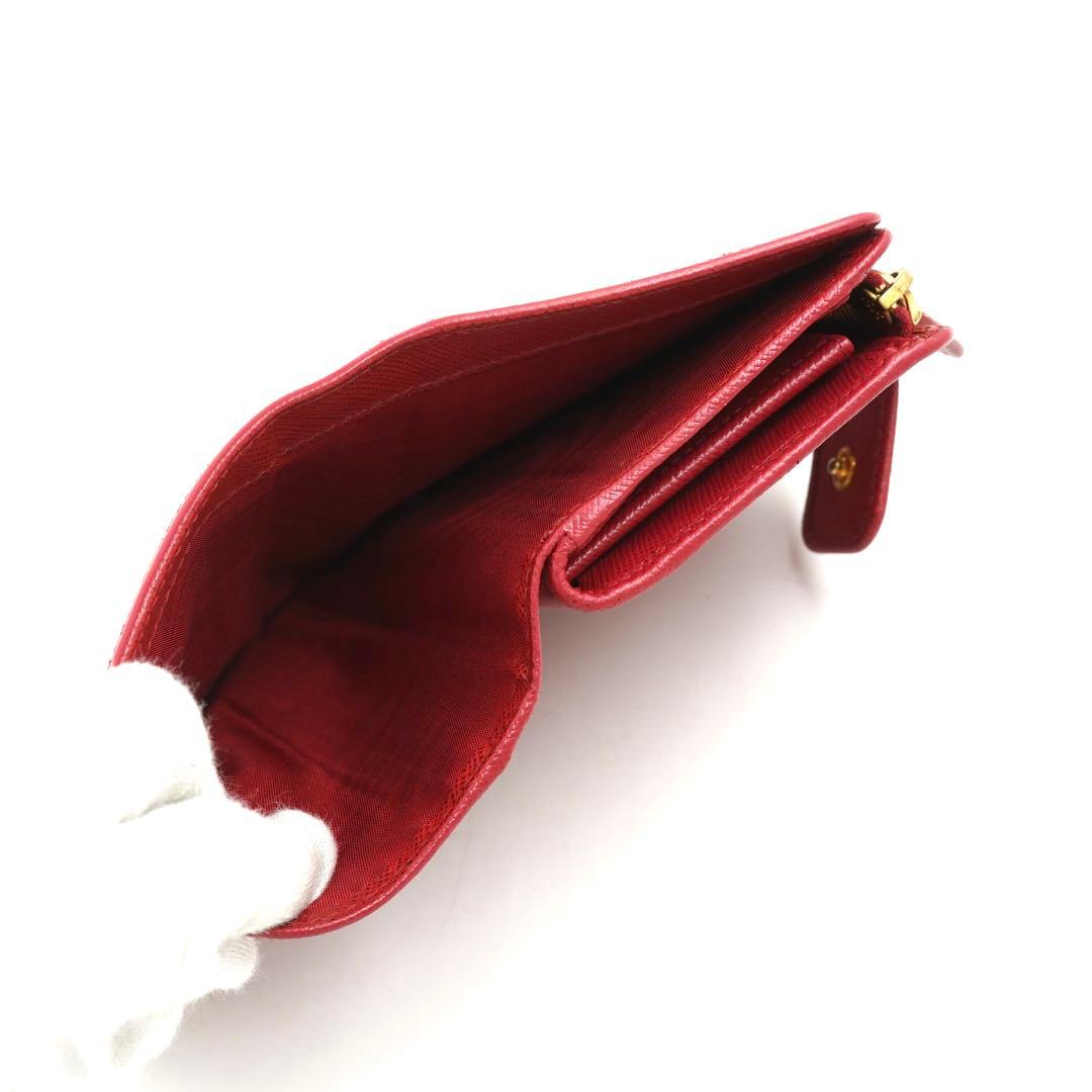 ✨未使用展示品　PRADA ミニ財布　サフィアーノレザー　L字ファスナー レッド
