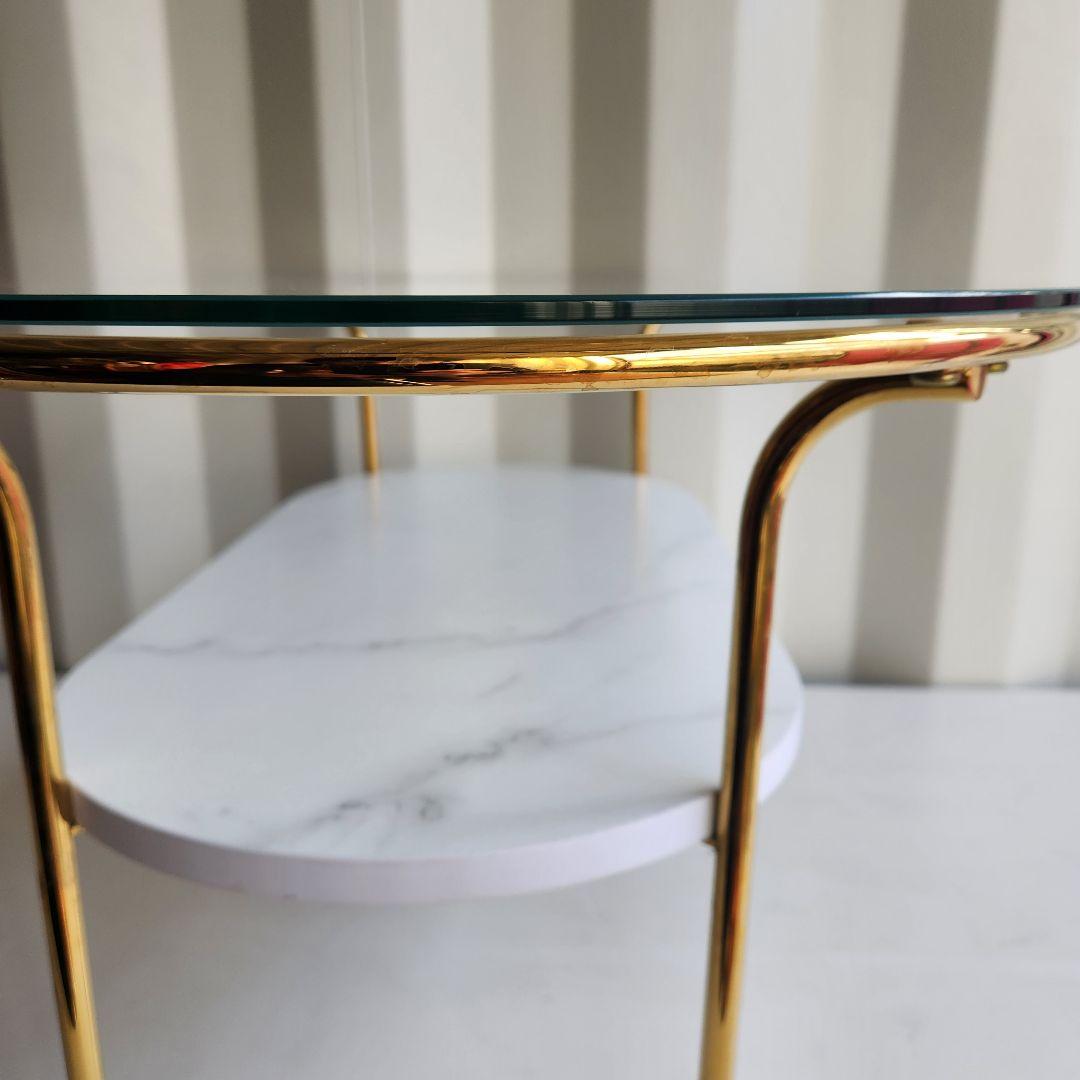 francfranc レガートコーヒーテーブル ゴールド×マーブル S