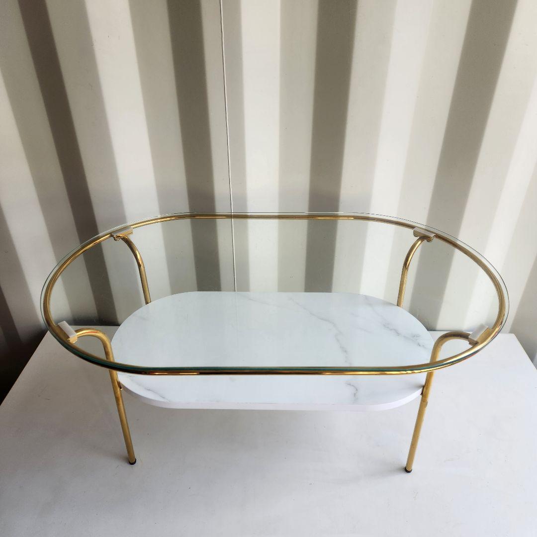 francfranc レガートコーヒーテーブル ゴールド×マーブル S