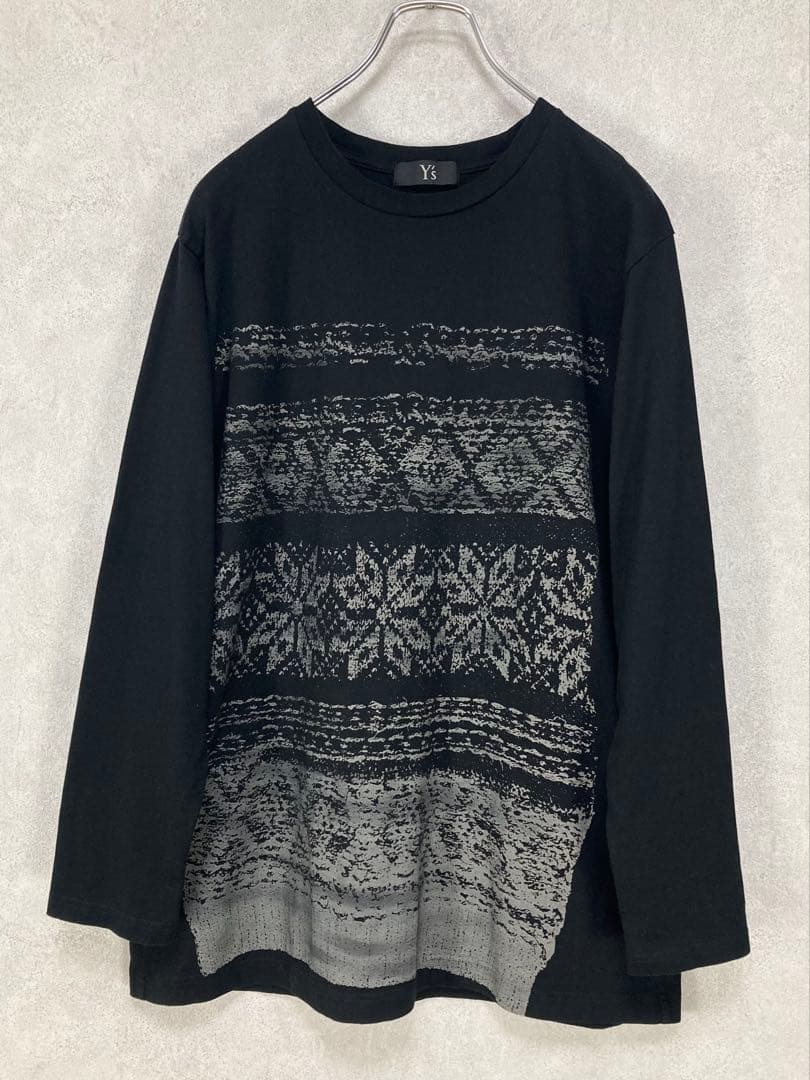 Y's FLAKE PATTERN LONG SLEEVE T 黒2