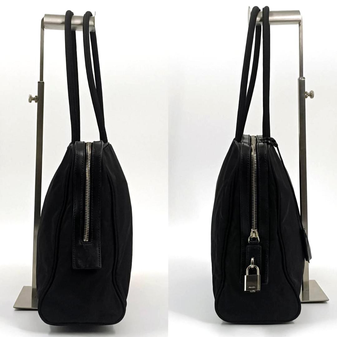 極希少✨ギャラ付 プラダ 南京錠 トートバッグ 三角ロゴ ナイロン 革 黒 タグ