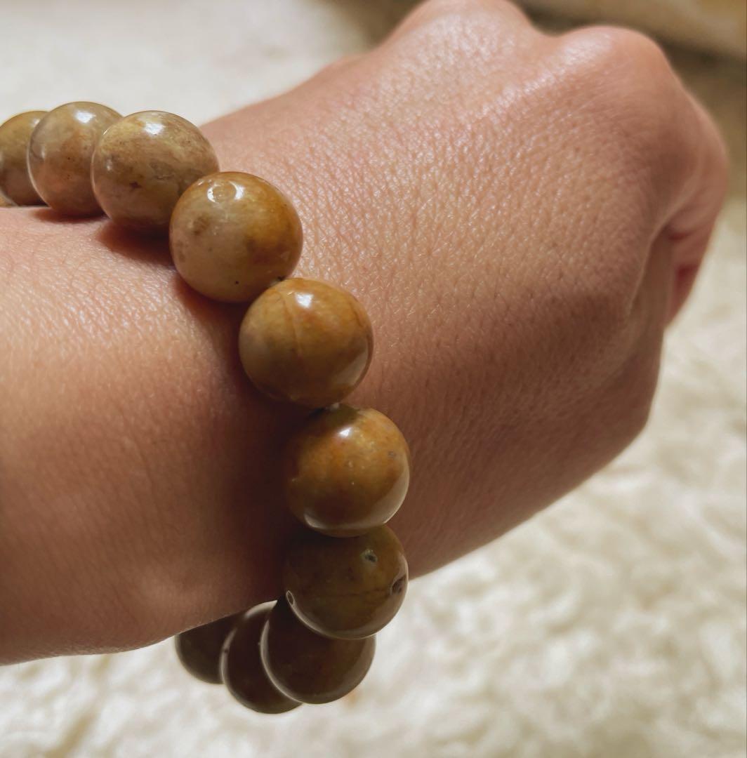 専用！　天然未処理　神居古潭　黄金　約12mm粒　ブレスレット　茄子紺粒　二粒