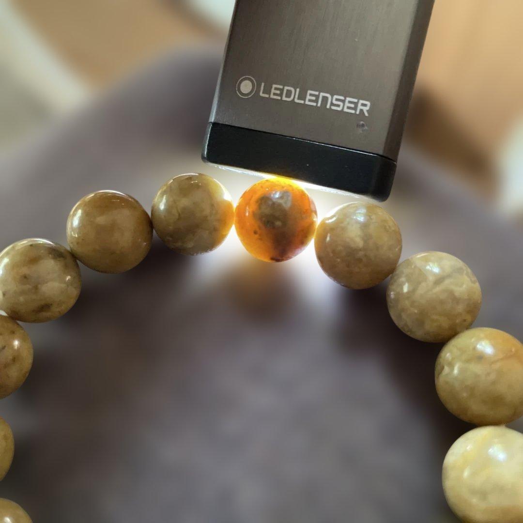 専用！　天然未処理　神居古潭　黄金　約12mm粒　ブレスレット　茄子紺粒　二粒