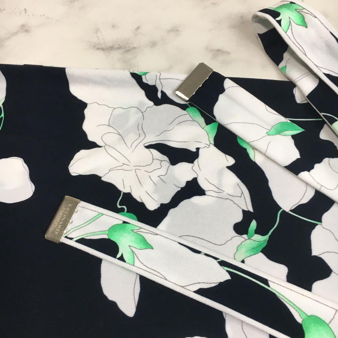 近年美品　LEONARD レオナール　カンカン　ストレッチ　ベルト　ワンピース