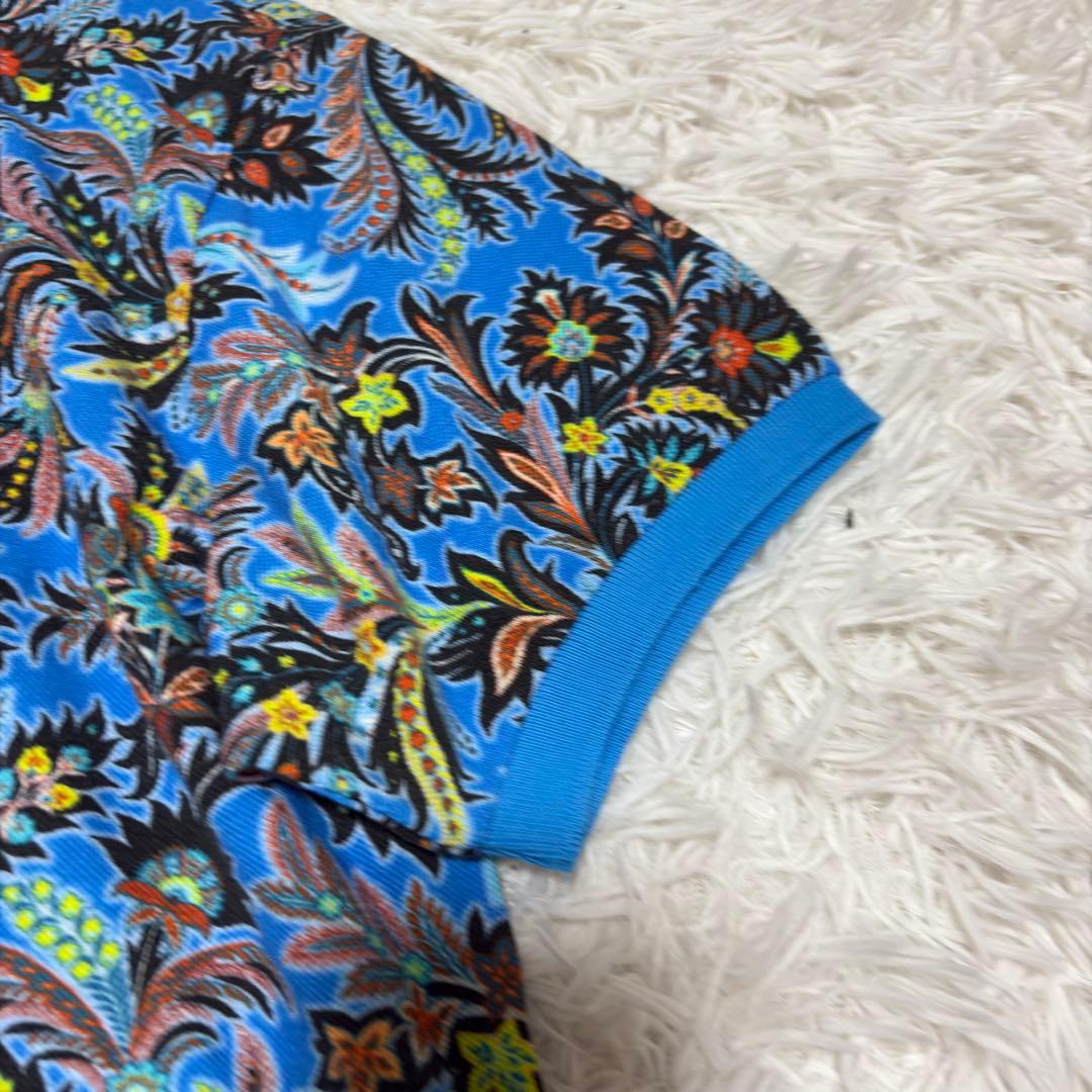 新品　未使用　エトロ ETRO 花柄 半袖ポロシャツ XXL ブルー 総柄 美品