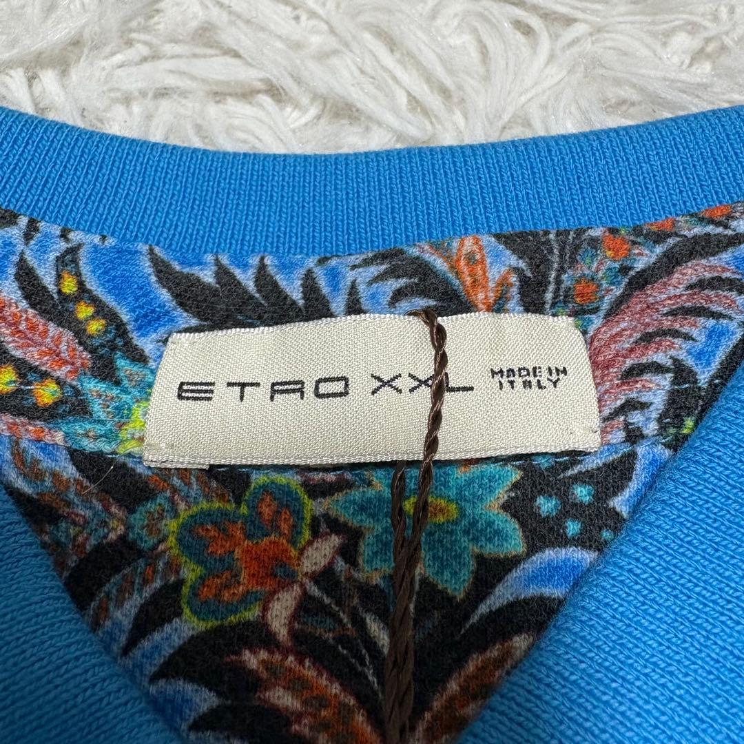 新品　未使用　エトロ ETRO 花柄 半袖ポロシャツ XXL ブルー 総柄 美品
