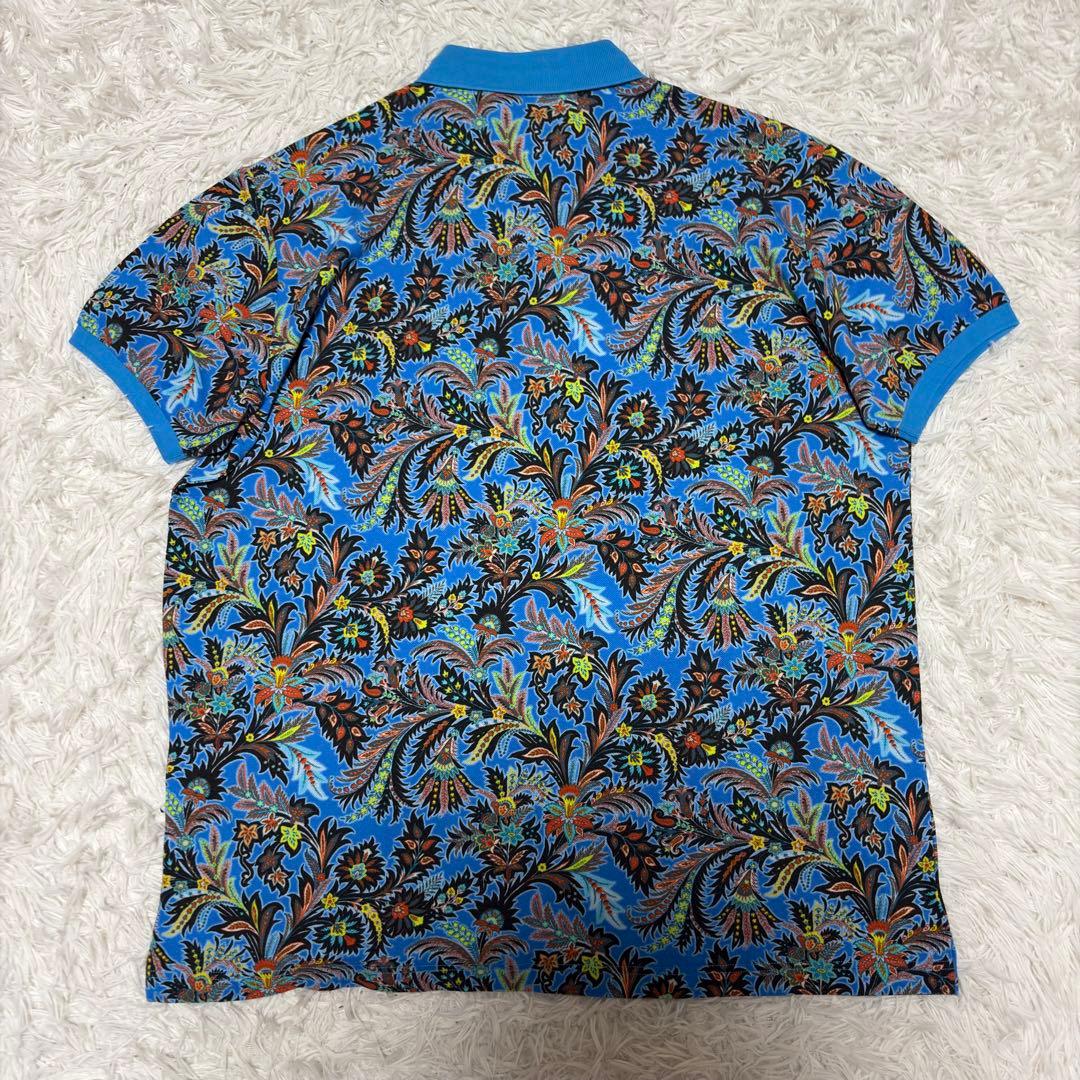 新品　未使用　エトロ ETRO 花柄 半袖ポロシャツ XXL ブルー 総柄 美品