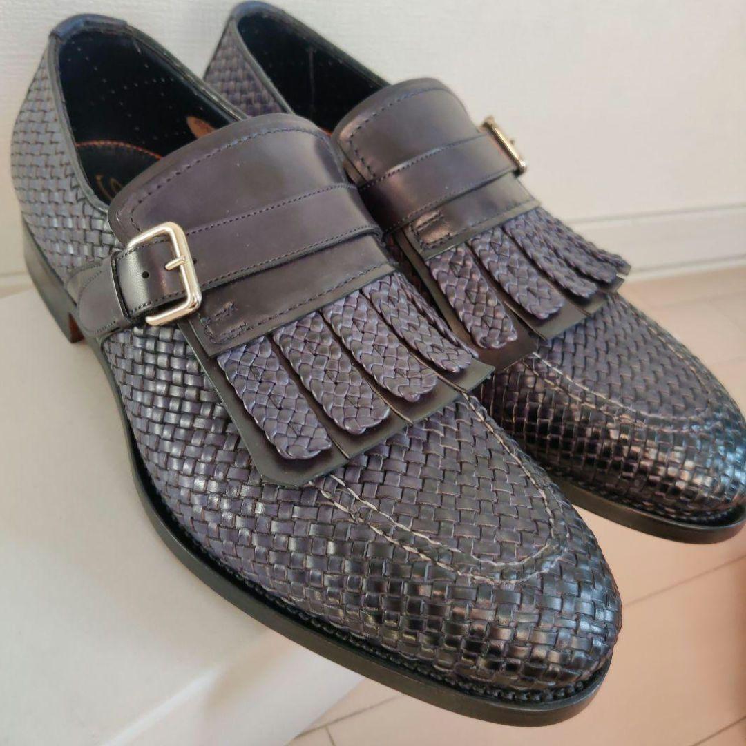 Satoni サントーニ 編み込み モンクストラップ ローファー 9/27.6