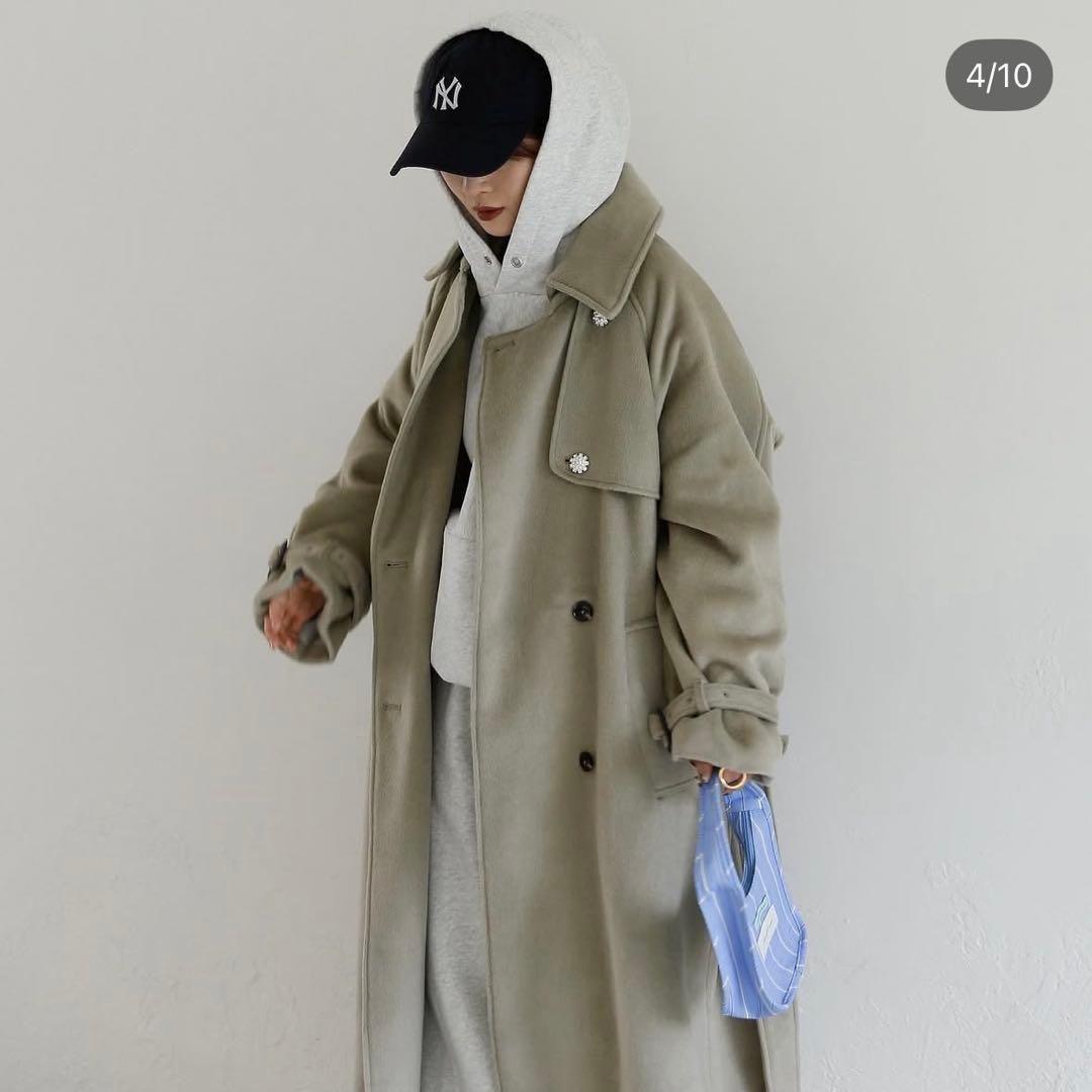 cara by katrin tokyo ビジューボタンメルトントレンチコート