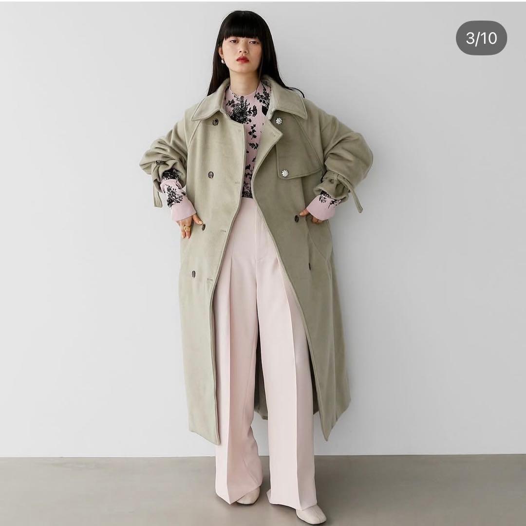 cara by katrin tokyo ビジューボタンメルトントレンチコート