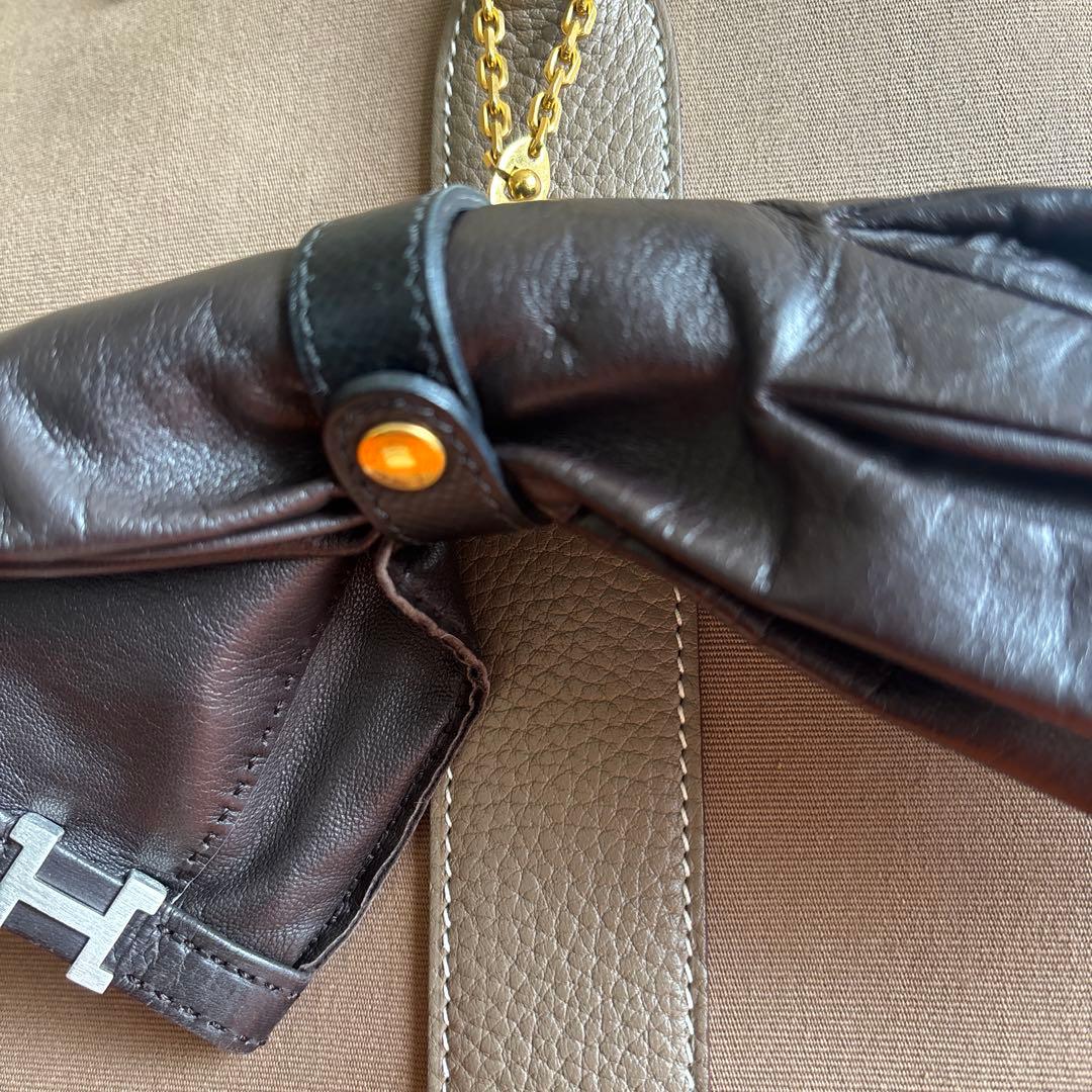 HERMES 黒レザー グローブホルダー