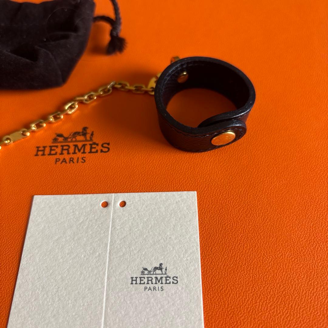 HERMES 黒レザー グローブホルダー