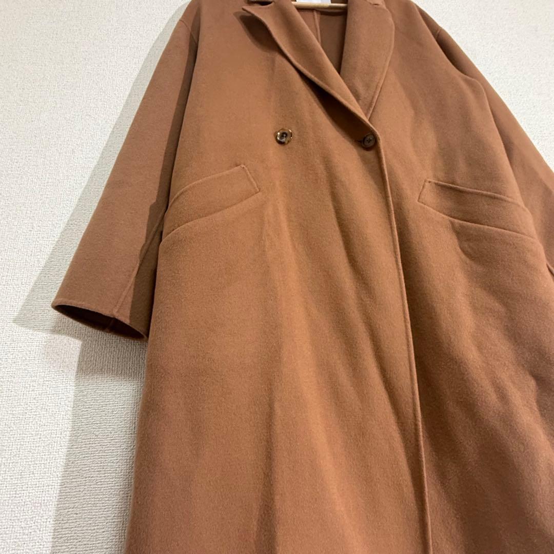 美品　FRAMeWORK SUPER160sダブルブレストコート　キャメル