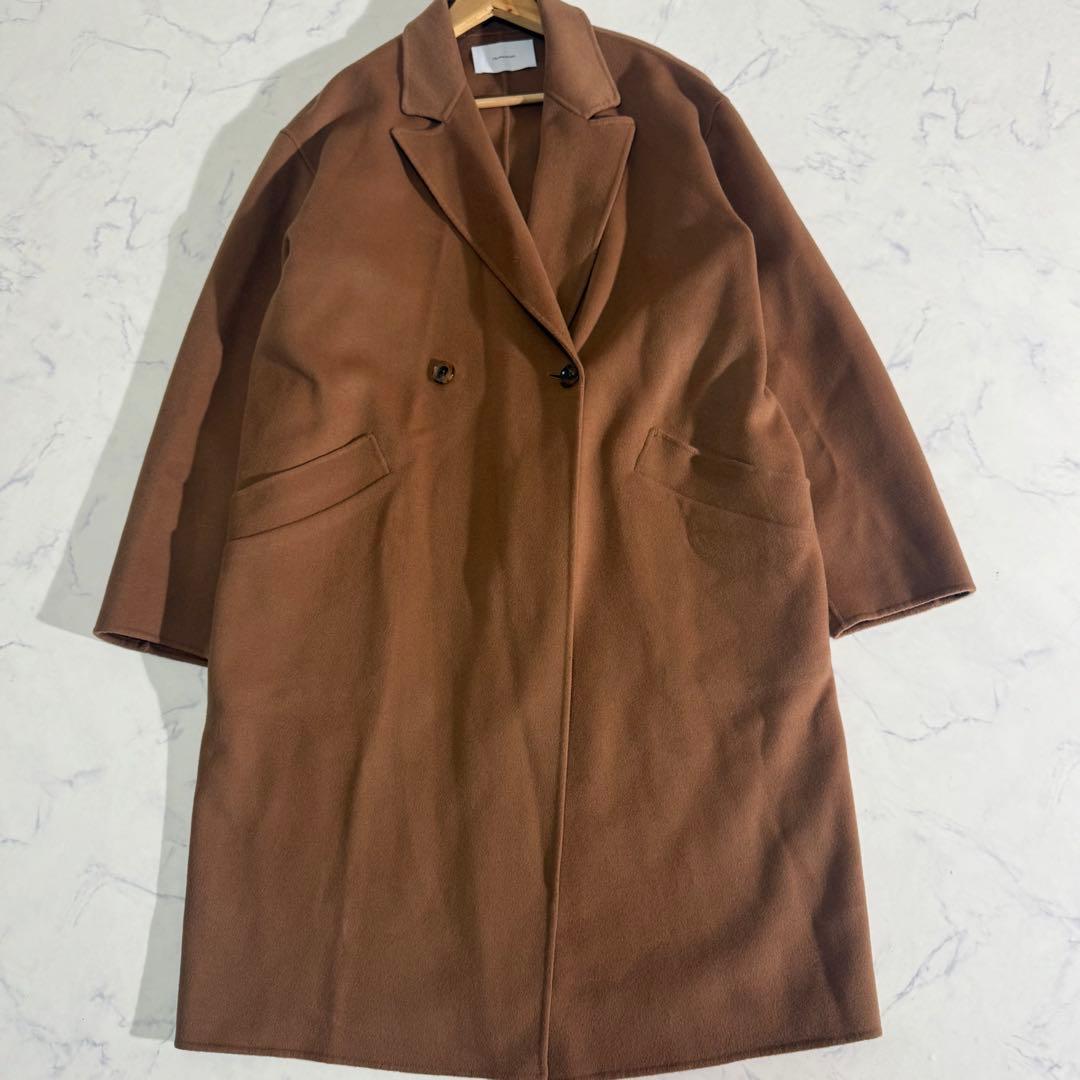 美品　FRAMeWORK SUPER160sダブルブレストコート　キャメル