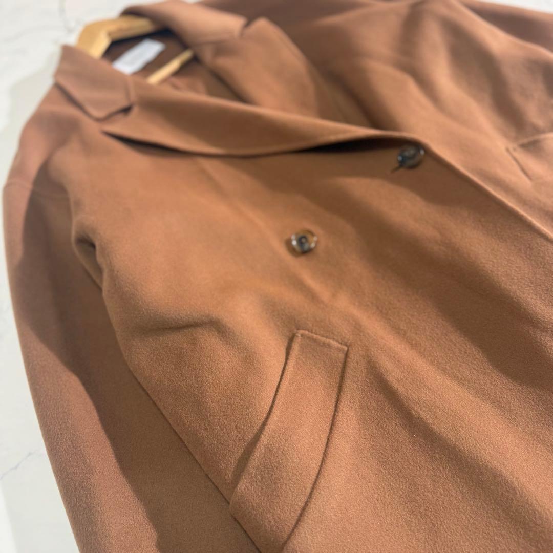美品　FRAMeWORK SUPER160sダブルブレストコート　キャメル