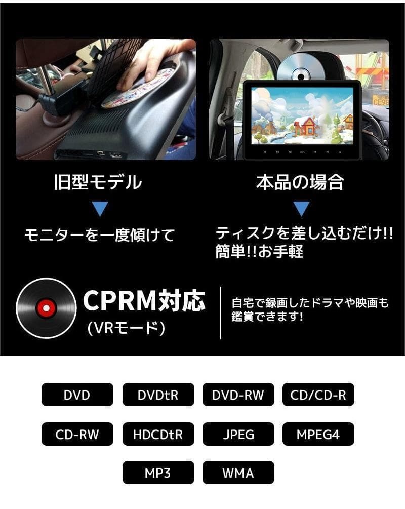 10.1インチ DVDモニター 車載用 後部座席 IPS液晶 高画質 2台セット